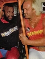 Hulk Hogan and Mr. T at the first WrestleMania