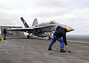 U.S. F/A-18C from VFA-131 launches from French aircraft carrier Charles de Gaulle off the Virginia Capes.