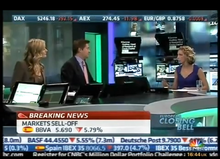 Screenshot of European Closing Bell, showing the network's presentation style from 1 March 2010 to 28 March 2014. CNBC Europe screenshot.png