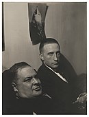 Man Ray, 1920, Three Heads (Joseph Stella and Marcel Duchamp, painting bust portrait of Man Ray above Duchamp), gelatin silver print, 20.7 x 15.7 cm, Museum of Modern Art, New York