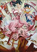 Gino Severini, 1912, Dancer at Pigalle, oil and sequins on sculpted gesso on artist's canvasboard, 69.2 x 49.8 cm, Baltimore Museum of Art