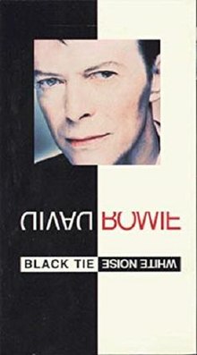The cover of the video collection, showing a 1993-era picture of David Bowie above his name and the title, "Black Tie White Noise" set on a black and white background