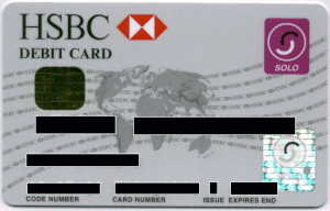 An HSBC Solo debit card issued in the UK in 2007