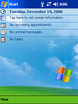 Typical Windows Mobile 2003 for Pocket PC Today Screen