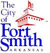 Logo image shows a red building with flag on top and the words "The City of Fort Smith, Arkansas" in blue