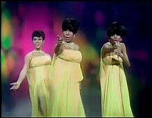 The Supremes (L to R: Florence Ballard, Mary Wilson, and Diana Ross) performing "The Happening", broadcast live from Expo 67 on The Ed Sullivan Show on Sunday, May 7, 1967 Ed Sullivan-Supremes-The Happening.jpg