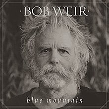 A black-and-white head shot of Bob Weir
