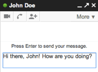 Gmail displaying a chat window.