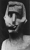 Joseph Csaky, Head (self-portrait), 1913, Plaster lost. Photo published in Montjoie, 1914