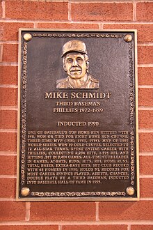 Mike Schmidt's bronze 1990 Wall of Fame plaque