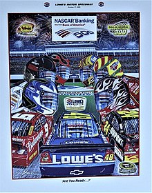 The 2009 NASCAR Banking 500 only from Bank of America program cover, with artwork by former NASCAR artist Sam Bass. "Are You Ready...?"