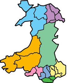 Proposed 8 local authorities model Welsh 8 local authorities proposal.png