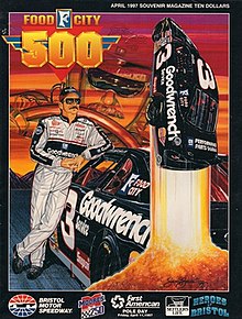The 1997 Food City 500 program cover, featuring Dale Earnhardt. Artwork by Sam Bass.