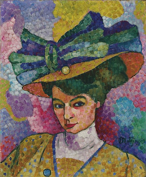 File:Jean Metzinger, c.1906, Femme au Chapeau (Woman with a Hat), oil on canvas, 44.8 x 36.8 cm, Korban Art Foundation..jpg