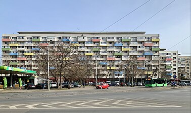 Apartment buildings on Calea Griviței, Bucharest, by Virgil Nițulescu, Cleopatra Alifanti, Mircea Bercovici, Renzo Cărăușu, Nicolae Spirescu, Cristina Neagu and Willy Juster, 1958-1965[122]