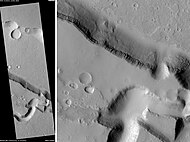 Patapsco Vallis, as seen by HiRISE. Scale bar is 1000 meters long.