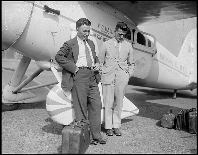 File:Wiley Post and Harold Gatty in Boston East Boston Airport 1931.jpg