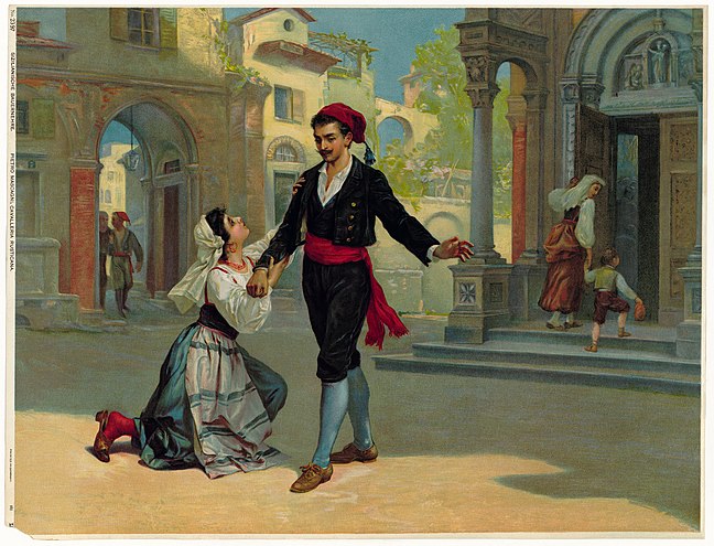 Original 1 – Santuzza begs Turiddu to stay with her, instead of continuing his affair with Lola.