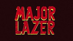 The words "Major Lazer" set in red type with yellow block lettering, all on a dark red background