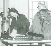 Queen Elizabeth II opening the Main Building at Gosta Green in 1955. The Queen opening the Main Building at Gosta Green in 1955.jpg