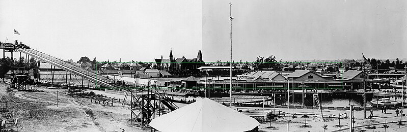 File:Chutes Park looking northwest and north on Washington Blvd and Grand Ave, ca.1905 (CHS-7172) and (CHS-7173).jpg