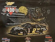 The 1995 Miller 400 program cover, featuring Rusty Wallace. Artwork by NASCAR artist Sam Bass.