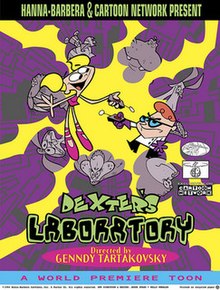 A young brother and sister pointing remote controls at each other set against a purple laboratory background featuring several animals and yellow bolts of electricity.