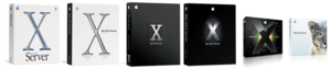 Box artwork for Mac OS X Server versions 10.1–10.6