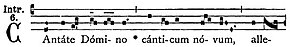 Incipit of the Gregorian chant introit for the fourth Sunday after Easter in the Liber Usualis. CantateDominoIntroit.jpg