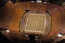 Faurot Field during a football game Farout field from the air moments before a game.jpg