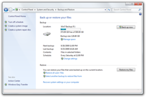 Резервное копирование и восстановление в Windows 7