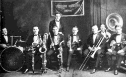 The Wolverine Orchestra. Bix Beiderbecke is fifth from the left.