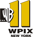 WPIX's original "WB 11" logo, used from 1995 to 1999. The box with "THE" was removed in a variant used from 1999 to 2006. WB11 95.png