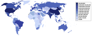 Internet users by country world map