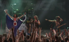 Avidan performing with Steel Panther at the House of Blues in West Hollywood in 2015 NSPSteelPanther.png