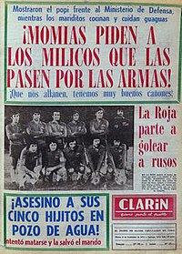 Front page of Clarín's final number, published on 11 September 1973. Its circulation was minimal as the military intervened Clarín's headquarters during the delivery process.