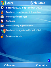 Typical Windows Mobile 5.0 for Pocket PC Today Screen