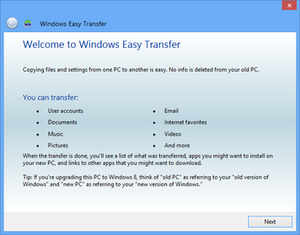 Windows Easy Transfer в Windows 8