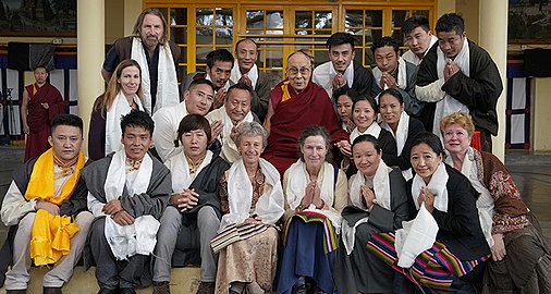 The Dalai Lama with Lha's staff and volunteers