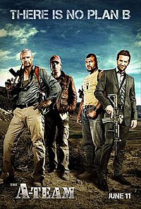 The actors Liam Neeson Bradley Cooper Quinton Jackson Sharlto Copley from the movie The A-Team