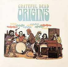 A comic book style drawing of the Grateful Dead performing onstage
