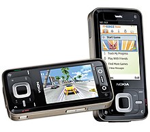 An official promotional image during the 29 August 2007 announcement: The N-Gage application home screen (right) and a game being played (left) on a Nokia N81. Ngage n81.jpg