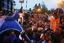 Climate activists blockade British Airports Authority's headquarters for day of action. ClimateCampBAA.jpg