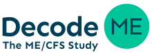 Logo saying DecodeME: The ME/CFS Study, with ME in a green circle