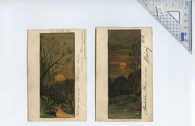 File:Modern Art of Austria-Hungary in 1904, set of 2 cards, Sunset & Red Moon at Night.1904 postcard art.Wittig collection.items 47 & 48.obverse.scan.jpg