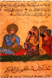 An Arab's depiction of Sophocles teaching his students. SophoclesTurk.gif