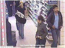 Hasib Hussain, who detonated the bus bomb in Tavistock Square, is captured on CCTV leaving a Boots store on the King's Cross station concourse at 9 a.m. on 7 July 2005 Hasib Hussain leaving Boots the Chemist, King's Cross railway station, 9 am July 7, 2005.JPG