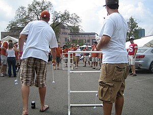 Ladder golf at a University of Texas tailgate