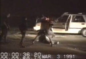 Screenshot of footage of King beaten by LAPD o...