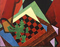 Jean Metzinger, 1914-15, Soldat jouant aux échecs (Soldier at a Game of Chess), detail chessboard and table